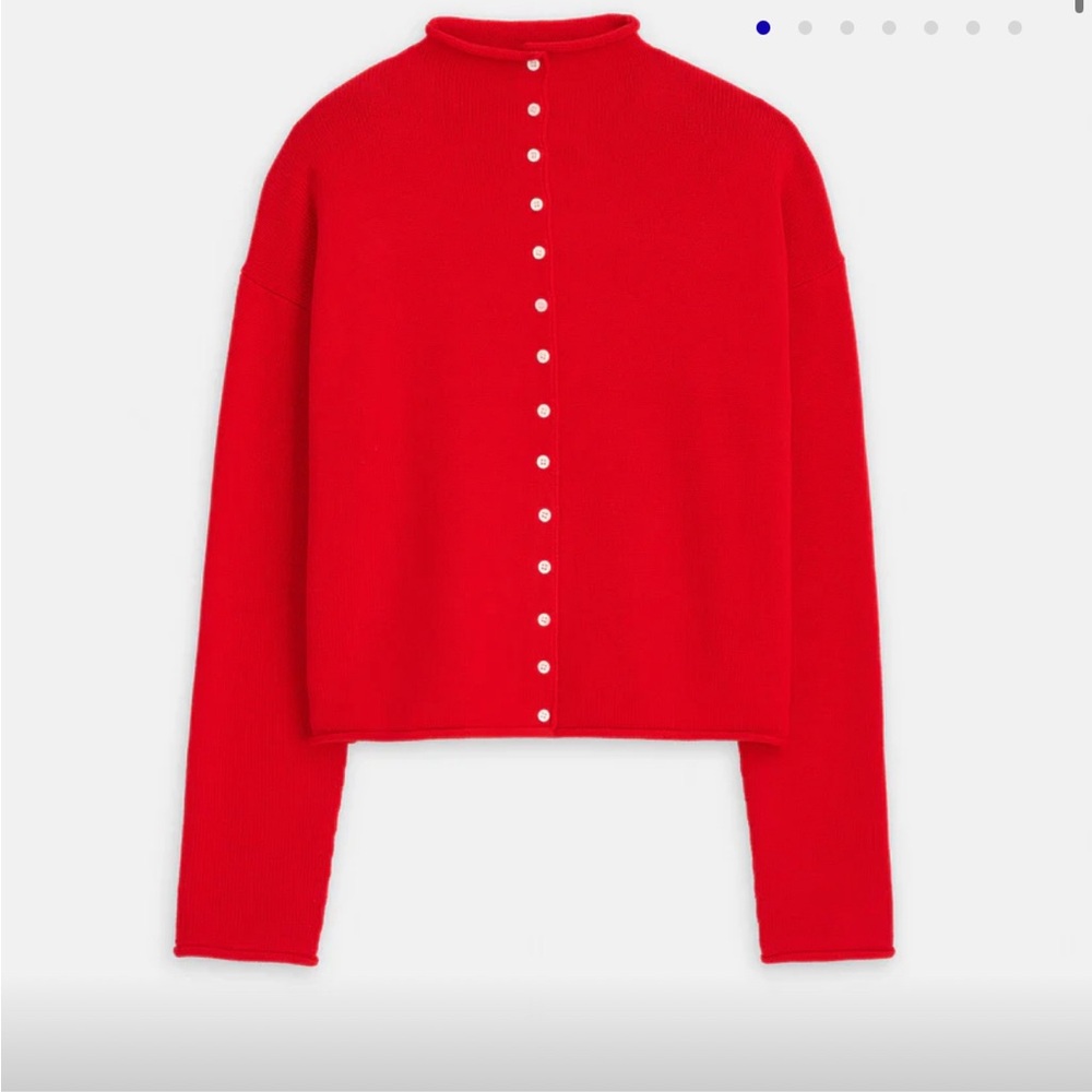 Alex Mill Taylor Rollneck Cardigan in Cotton Cashmere - size XS red